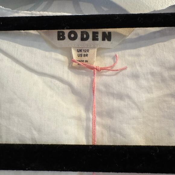 New Boden Broderie Midi Tea Dress White Eyelet Button Front Short Sleeve Sz 8 - Picture 3 of 7